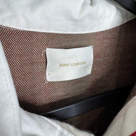 Aime Leon Dore ALD 94 Rugby Polo Long-Sleeve Red Beige Multi Men’s L Slim Fit - Picture 3 of 6